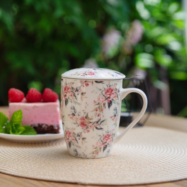 Kubek z zaparzaczem i pokrywką BLOSSOM II 350ml RAVI